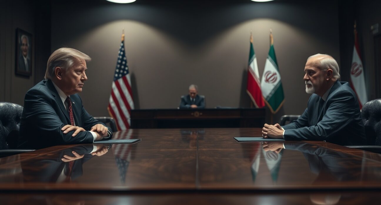 US and Iranian diplomats in tense negotiation room over ceasefire deal