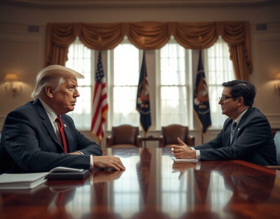 President Trump and Kevin Warsh in a meeting room, representing their communication since the Fed nomination.
