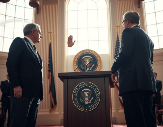 President Trump and Kevin Warsh at Federal Reserve Chair inauguration ceremony