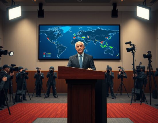 President Trump announces global ceasefire as attacks pause worldwide, symbolizing diplomatic breakthrough.