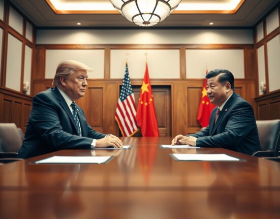 US President Donald Trump and Chinese President Xi Jinping in a diplomatic meeting room