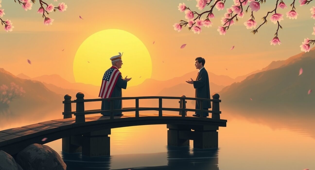 Symbolic representation of potential Trump Xi meetings in 2025 signaling US-China diplomatic breakthrough