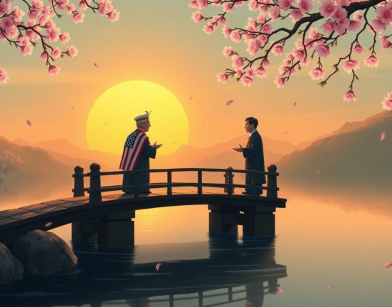 Symbolic representation of potential Trump Xi meetings in 2025 signaling US-China diplomatic breakthrough