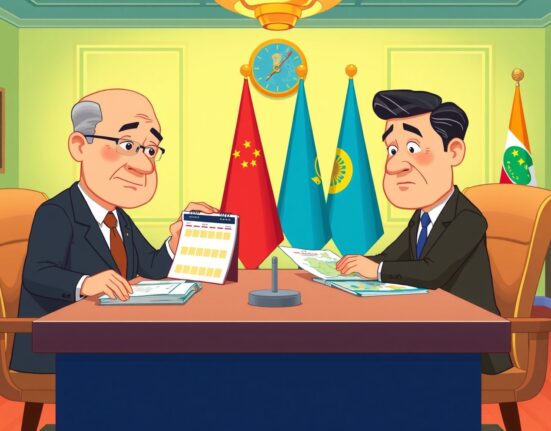 Trump-Zelenskyy meeting delay shown through animated leaders at negotiation table