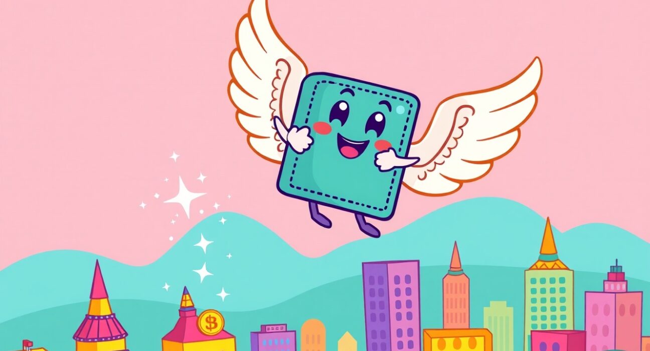 A cartoon wallet enabling gas-free Ethereum swaps by removing transaction fee barriers.