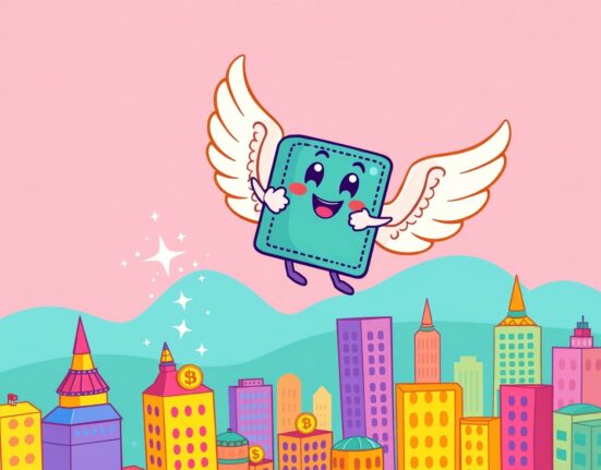 A cartoon wallet enabling gas-free Ethereum swaps by removing transaction fee barriers.