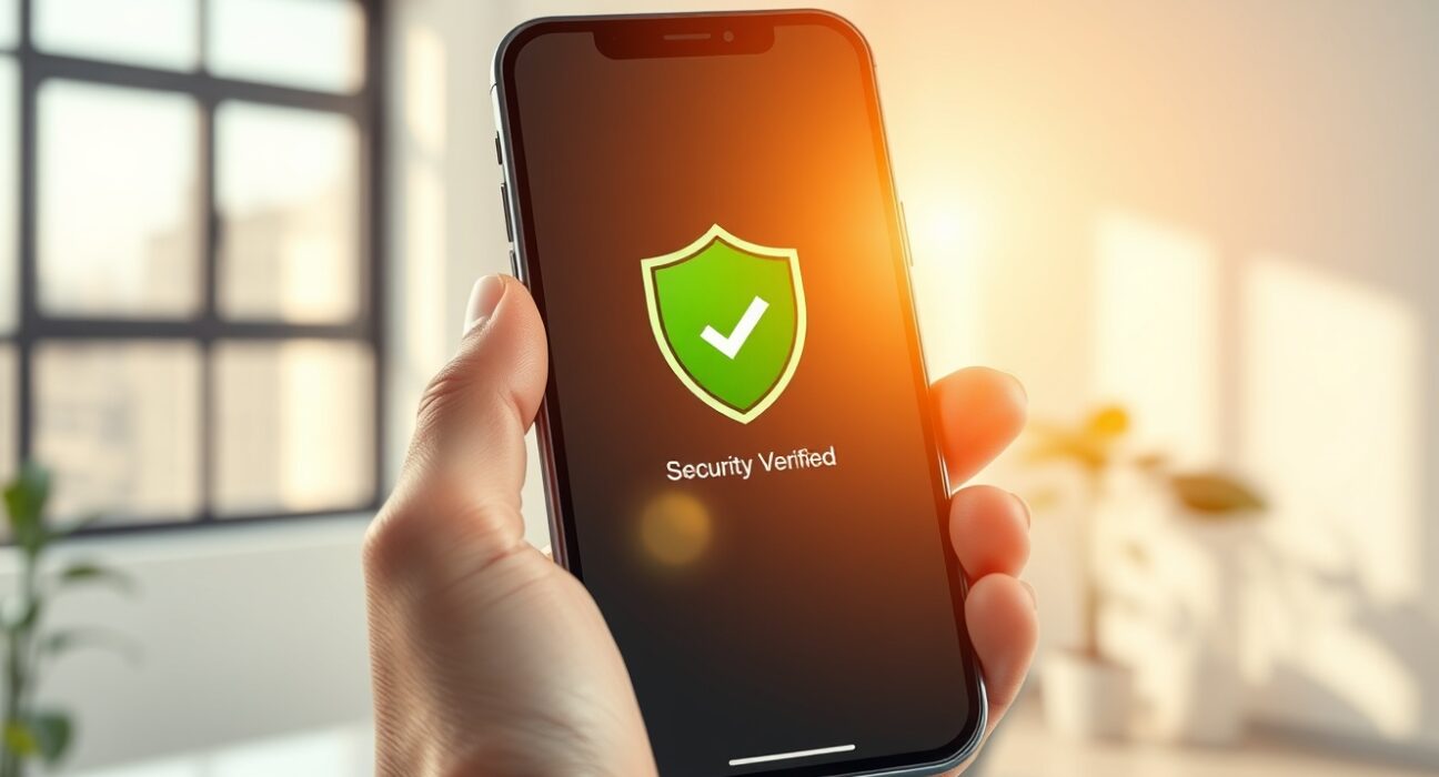 Trust Wallet's new real-time scam address screening feature protecting cryptocurrency transactions on a smartphone.