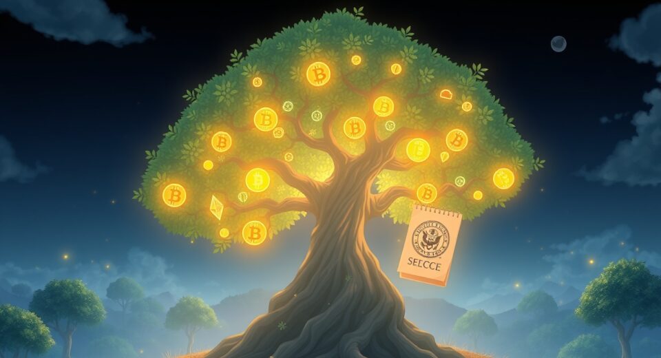 Truth Social files for innovative cryptocurrency ETFs combining CRO, Bitcoin, and Ethereum staking rewards.