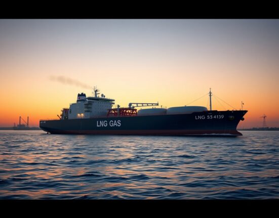 LNG carrier ship transporting natural gas during Europe's TTF market transition from surplus to deficit conditions.