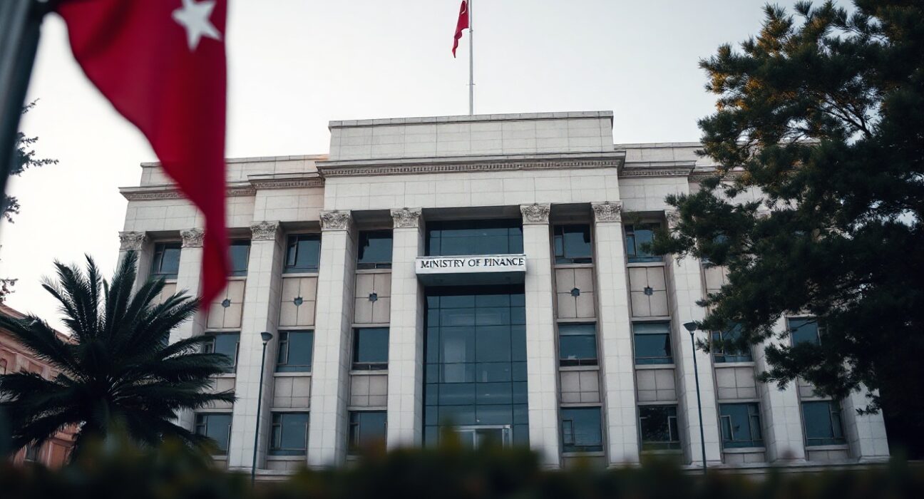 Turkish Ministry of Treasury and Finance building in Ankara, Turkey, on a clear day