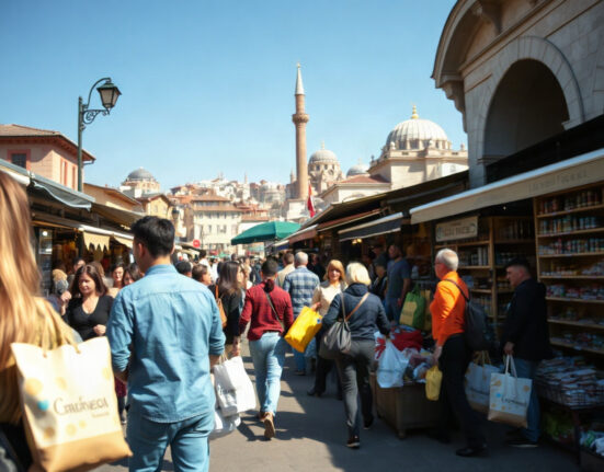 Shoppers at an Istanbul market as Turkey's consumer confidence rises in August 2025