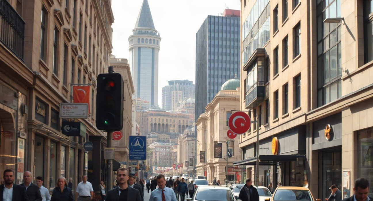 Istanbul financial district skyline on a clear day, representing Turkey's economic outlook