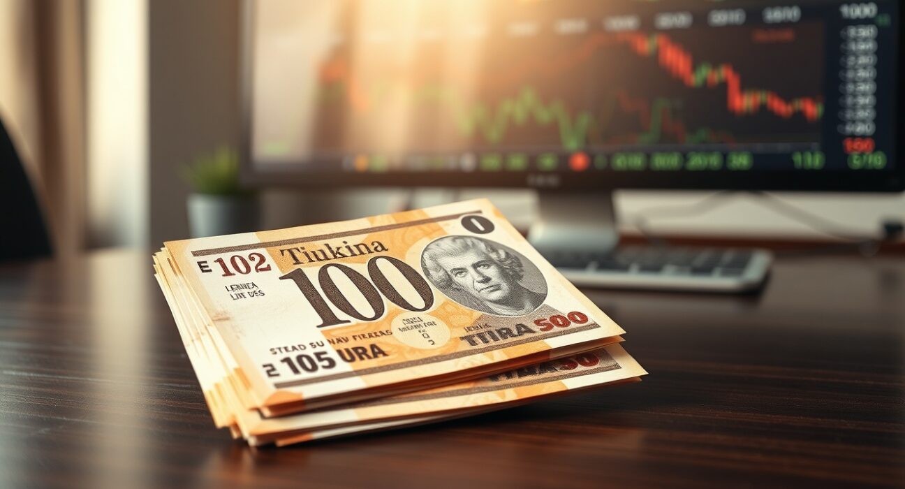 Turkish Lira banknotes showing currency depreciation analysis with Commerzbank economic outlook