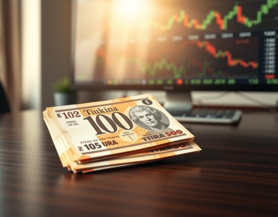 Turkish Lira banknotes showing currency depreciation analysis with Commerzbank economic outlook