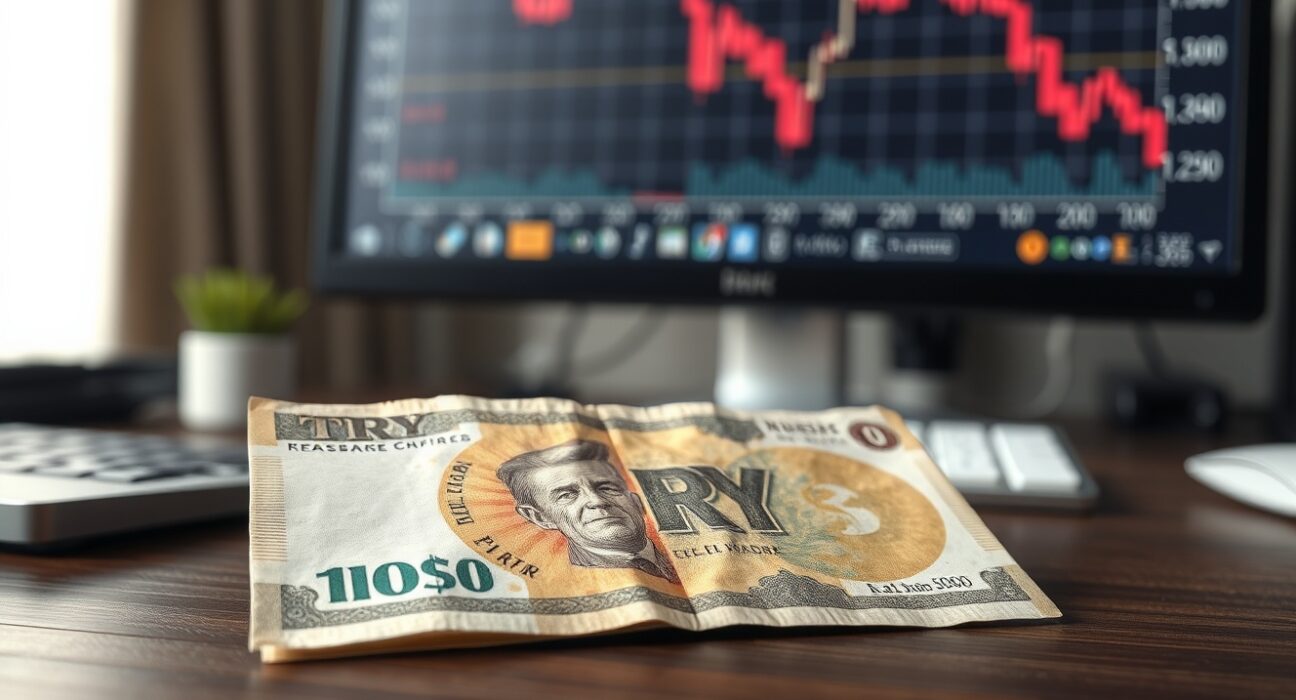 Turkish lira currency under pressure from oil price shocks and economic uncertainty.