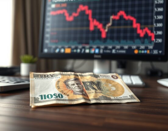 Turkish lira currency under pressure from oil price shocks and economic uncertainty.