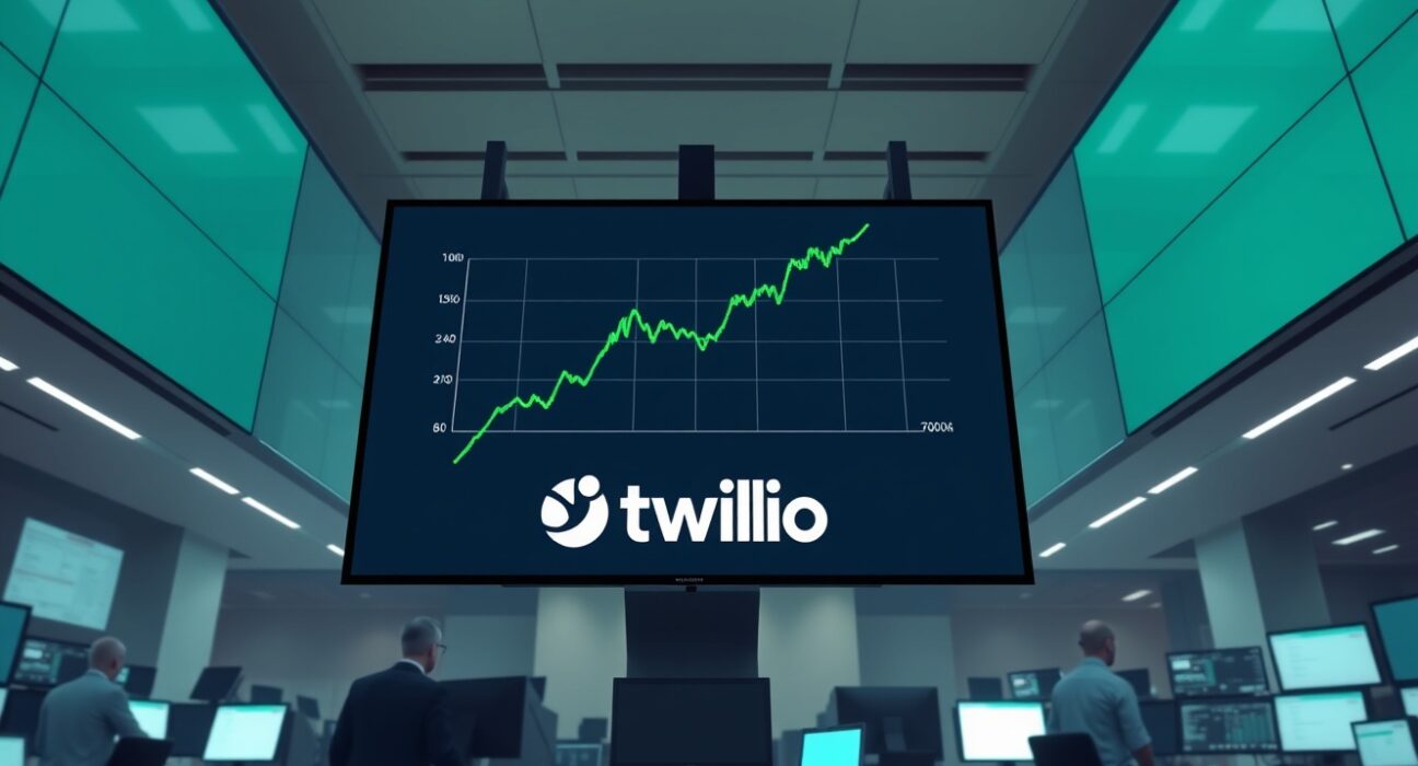 Twilio stock chart showing a spike after the company reported its highest revenue growth in three years, highlighting a strong earnings report.