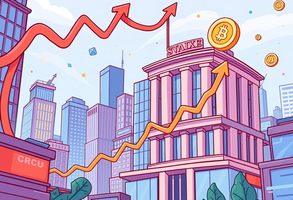 A vibrant cartoon illustrating the U.S. stock market soaring, symbolizing growth and positive economic trends impacting investment landscapes.
