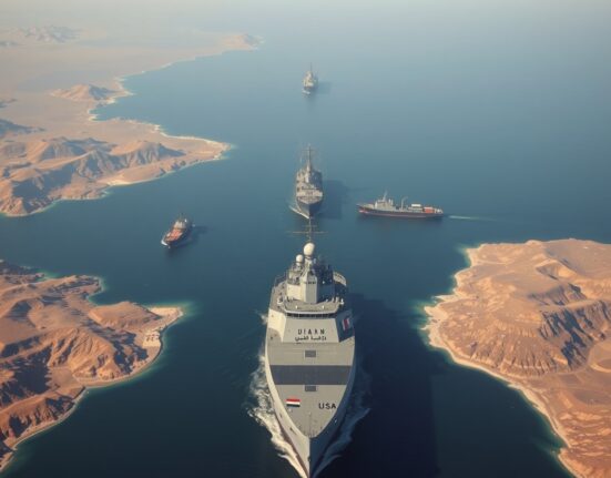 UAE naval vessel in the strategic Strait of Hormuz, a key global oil shipping lane.