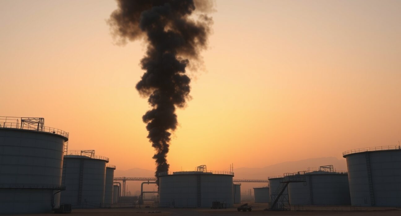 UAE oil complex fire after drone attack from Iran at Fujairah Oil Industrial Complex