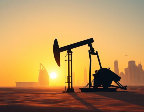 UAE OPEC withdrawal announcement: Abu Dhabi skyline with oil pumpjack in foreground