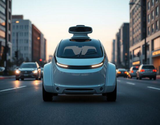 Autonomous vehicle representing Uber's $10 billion investment in robotaxi technology and fleet ownership strategy.