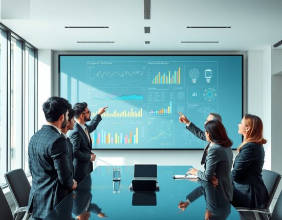 UBS analysis of AI competitive edge charts showing corporate adoption patterns and strategic implementation data across industries