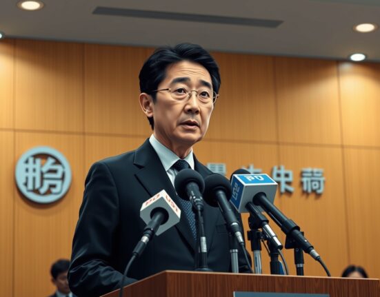 Bank of Japan Governor Kazuo Ueda delivers a speech on monetary policy outlook after interest rate hold
