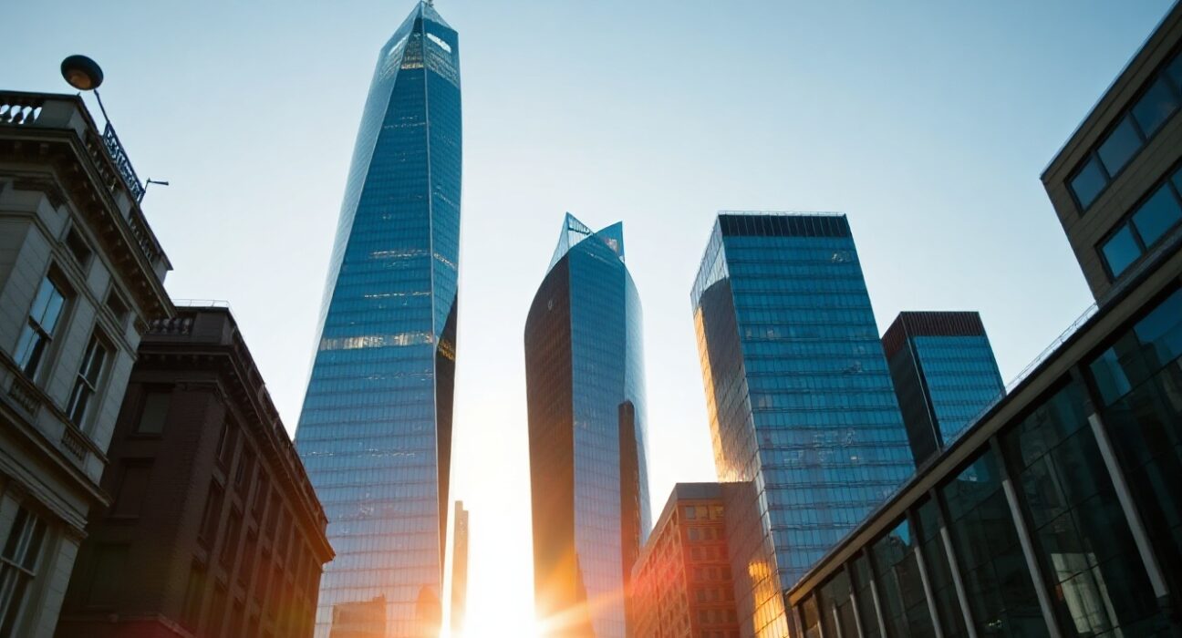 London financial district skyline at sunset, representing UK business investment growth
