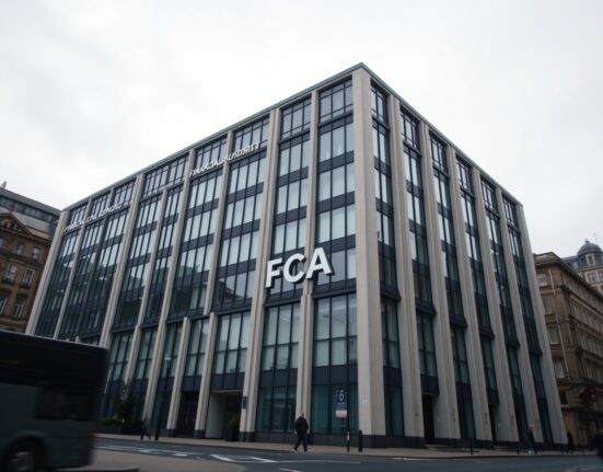 Exterior of the Financial Conduct Authority (FCA) headquarters in London on a clear day