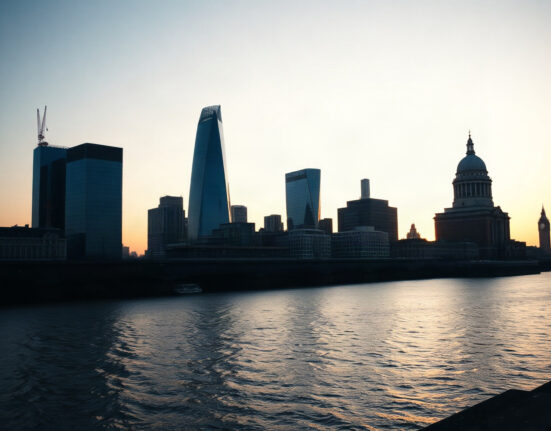 London skyline at dawn symbolizing UK economic stagnation and stabilization signs