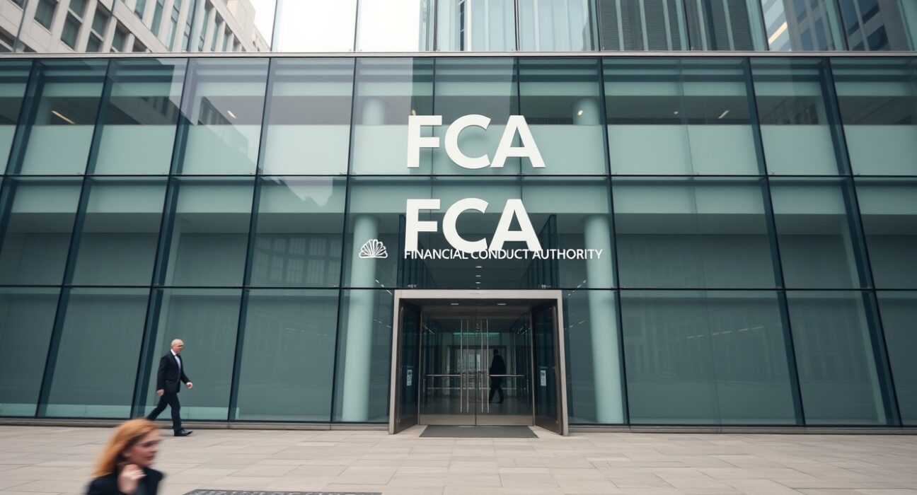 Exterior of the UK Financial Conduct Authority headquarters in London on an overcast day