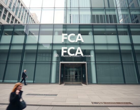 Exterior of the UK Financial Conduct Authority headquarters in London on an overcast day
