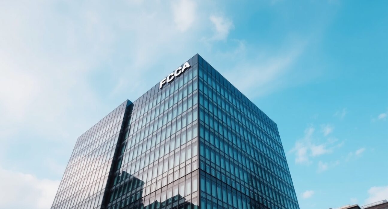 Exterior view of the Financial Conduct Authority headquarters in London on a cloudy day
