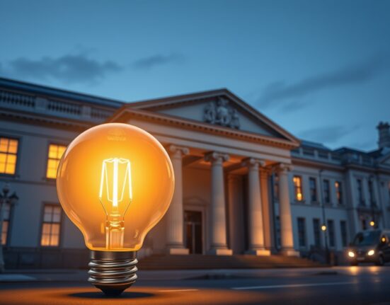 UK GDP growth analysis showing Bank of England building with energy constraints symbol.