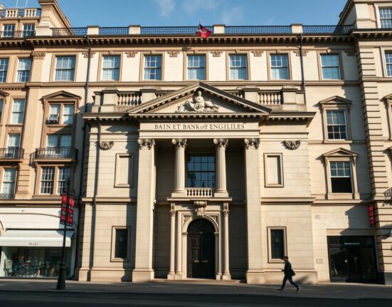 The Bank of England building, central to UK GDP and interest rate decisions.