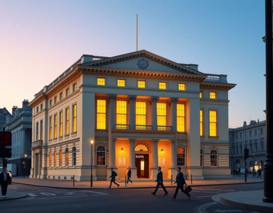 Bank of England building representing UK monetary policy decisions and economic analysis