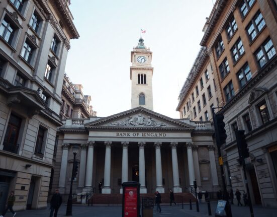 Bank of England building in London, reflecting UK monetary policy and economic resilience.