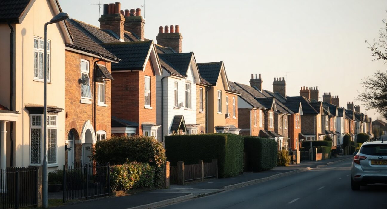 Row of British houses on a residential street, representing the UK housing market in July