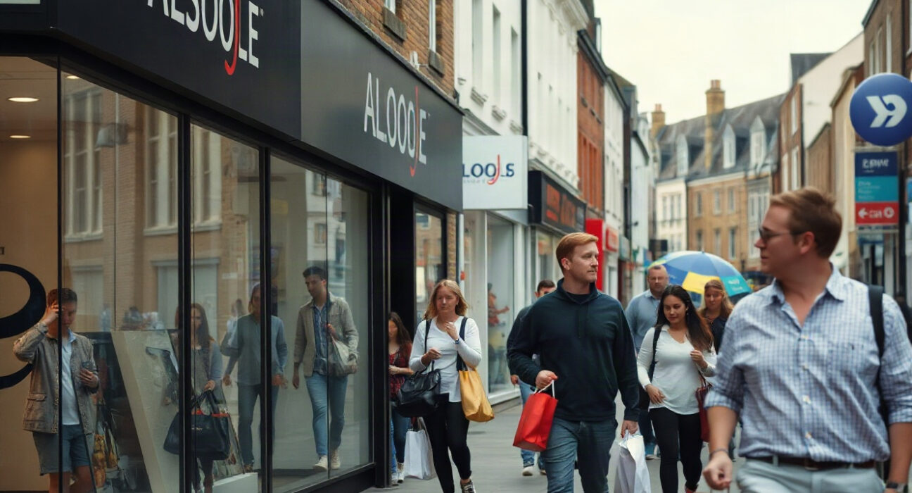 Shoppers on a UK high street in July as retail sales decline