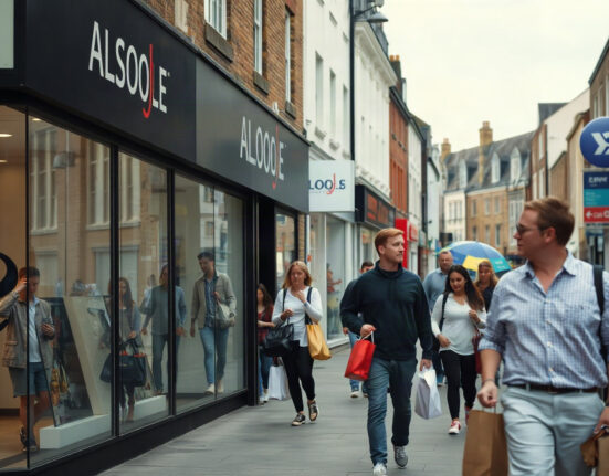 Shoppers on a UK high street in July as retail sales decline