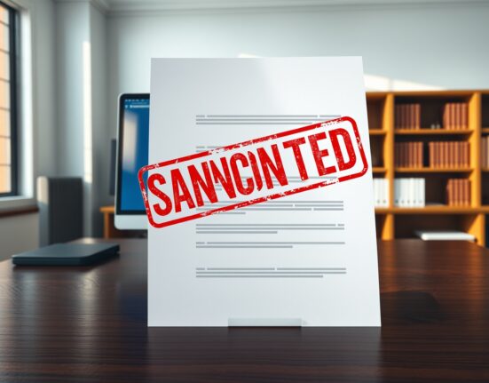 Official UK sanction document targeting the Xinbi cryptocurrency platform for financial crime compliance violations.