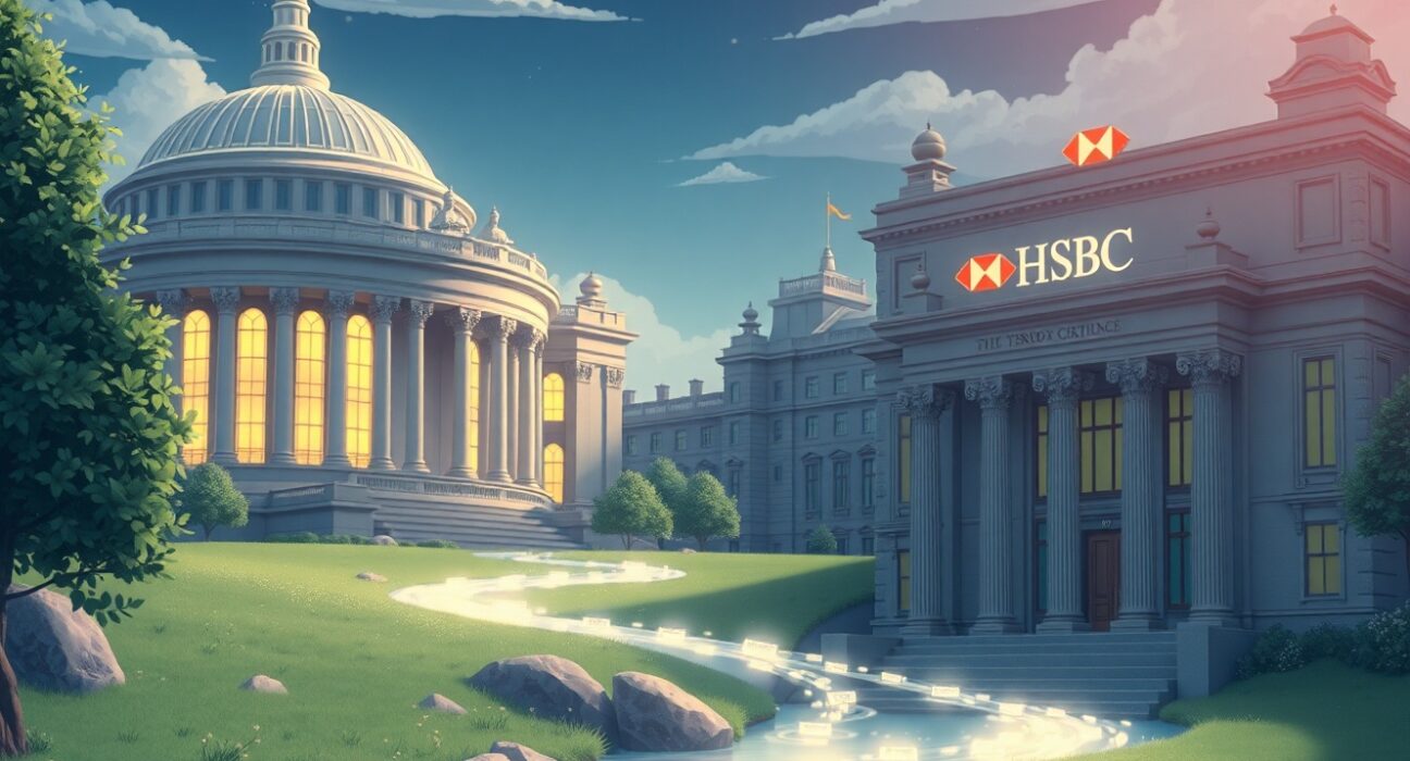 Conceptual representation of the UK Treasury's digital gilt pilot using HSBC's Orion blockchain platform.