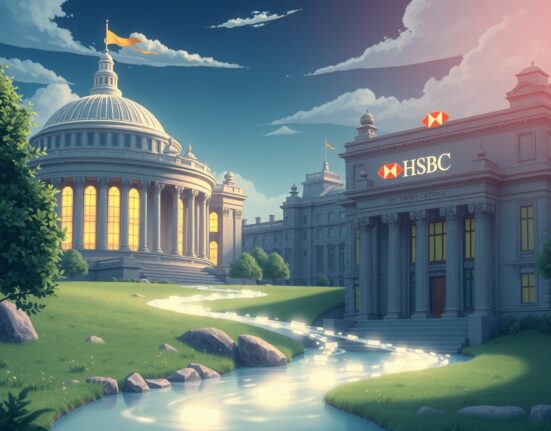 Conceptual representation of the UK Treasury's digital gilt pilot using HSBC's Orion blockchain platform.