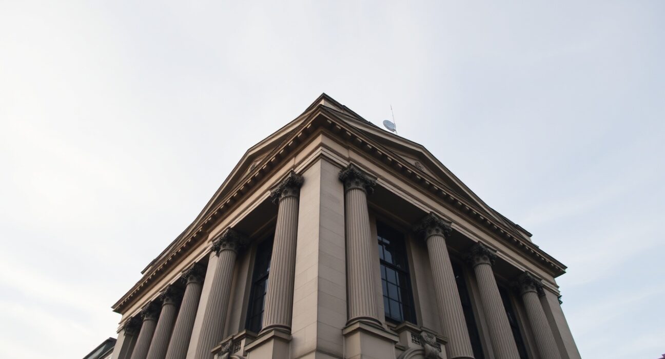 Bank of England building in London under overcast sky, representing UK monetary policy and economic data.