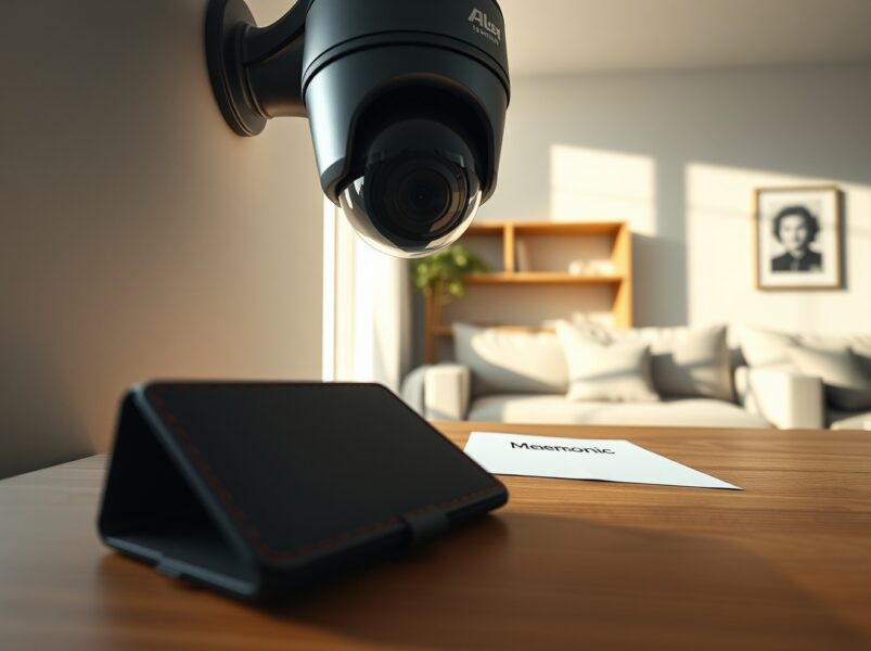 Home security camera monitoring a hardware wallet in a Bitcoin theft lawsuit case