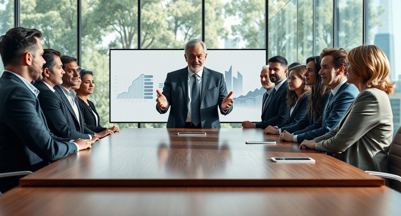 Unicoin Foundation board meeting led by chairman Robert Newman discussing strategic ecosystem development.