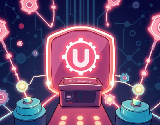 A vibrant cartoon illustration showing the impact of the Uniswap Foundation grant on DeFi, with ZK technology facilitating efficient transactions.