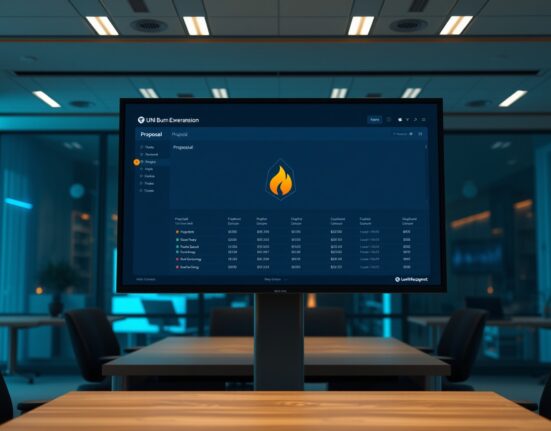 Uniswap governance proposal dashboard showing UNI burn expansion and V4 protocol fee vote
