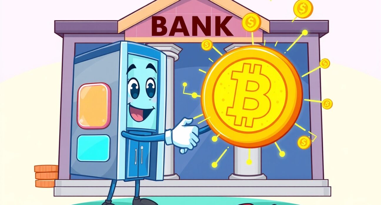 Uniswap Labs Revolut integration illustrated as a vibrant connection between banking and decentralized finance.